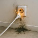 Cortocircuito en enchufe por humedad en pared y suelo